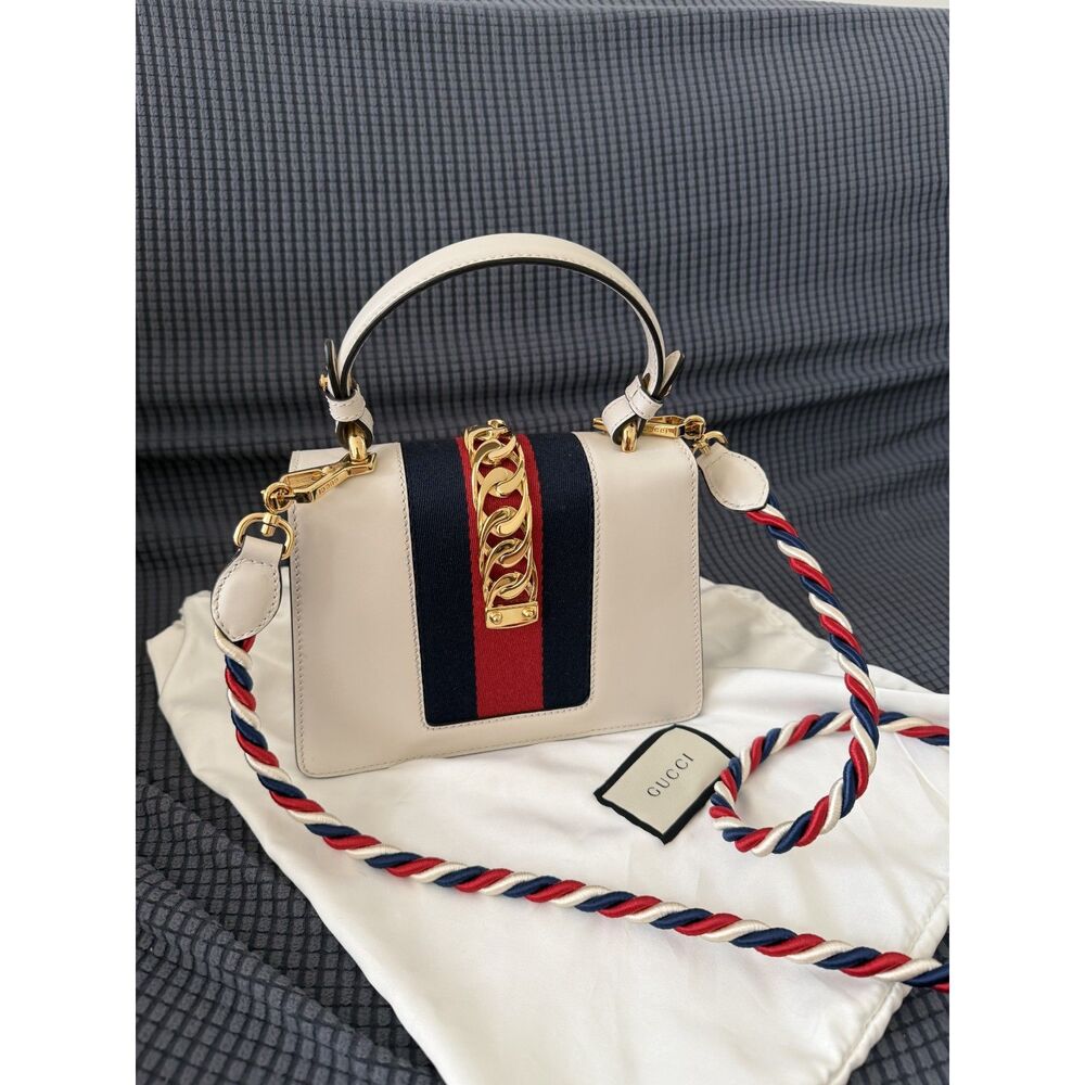 Gucci Mini Sylvie - Top Handle Bag White Calfskin - w/Dust Bag - Picture 2 of 8
